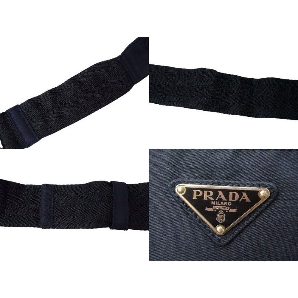 Prada Logo Blue Triangle Shoulder Waist Black Navy Bag - Picture 7 of 9
